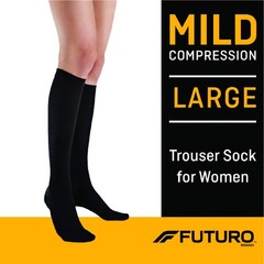 Futuro Energizing Trouser Socks for Women, Mild Compression, Large, Black