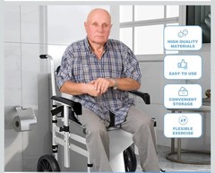 Shower Chair with Wheels 4 in 1 Folding Padded Bedside Commode,Detachable Bucket