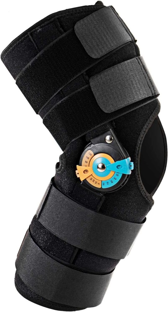 Hinged Knee Brace with Side Stabilizers ROM Support Adjustable S