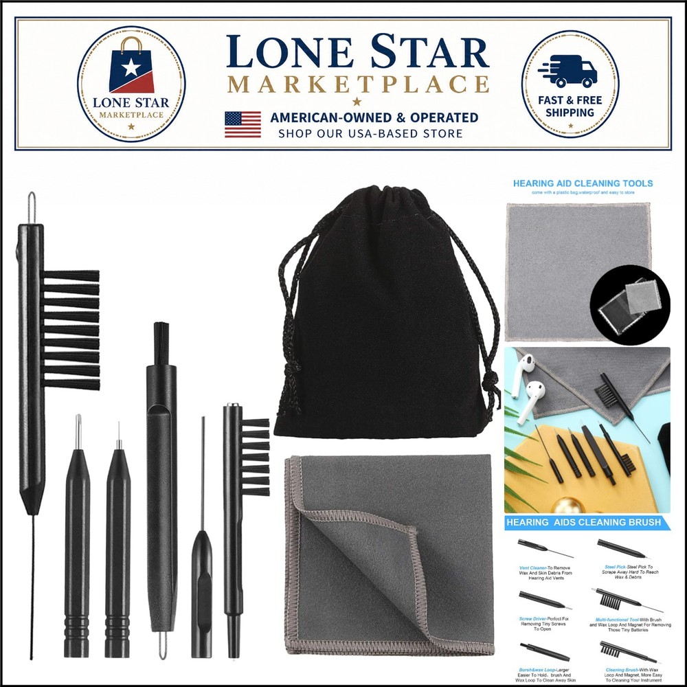 Ultimate 7-Piece Hearing Aid Cleaning Kit with Velvet Bag for Easy Maintenance