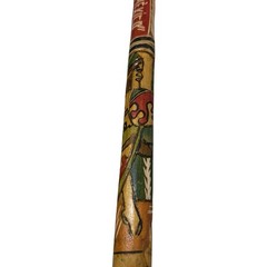 Hand Carved Wooden Cane Walking Stick Mexican Aztec Hand Painted Made in Mexico