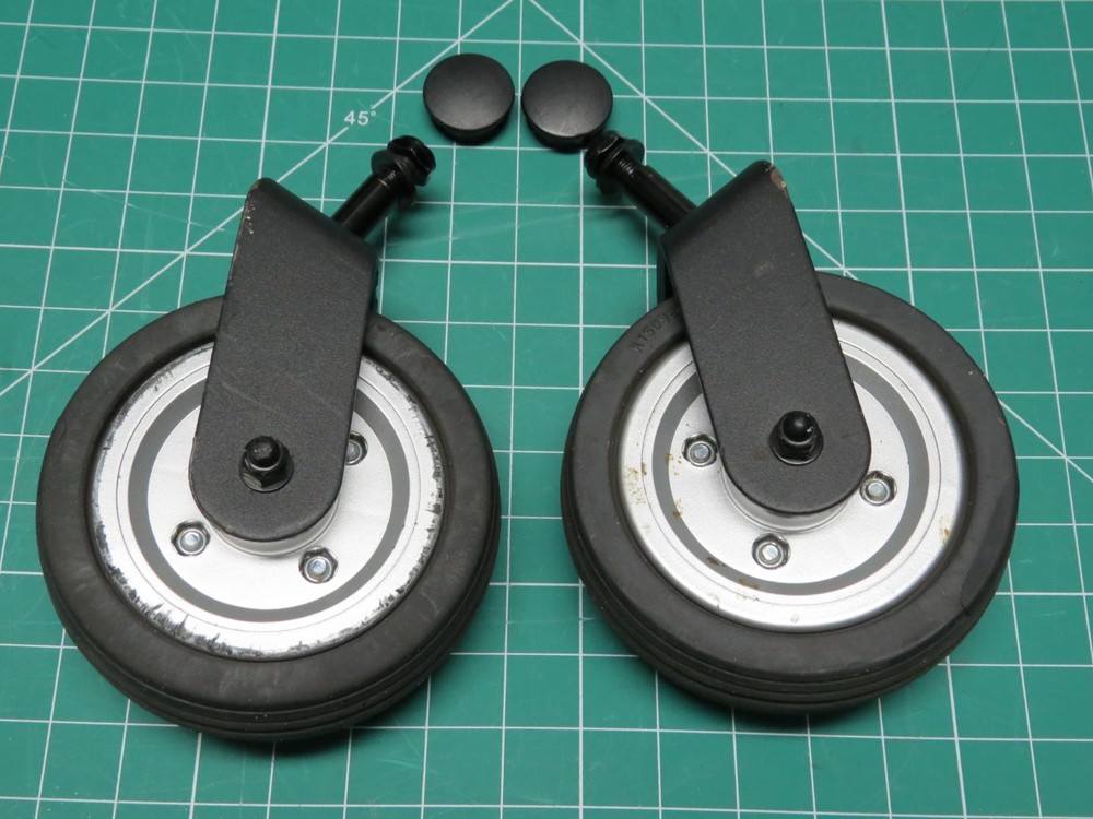 OEM Pride Jazzy Elite ES Power Chair 6″ Flat Free Caster Tires/Wheels/Forks/Caps