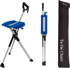 Ta-Da Chair Series 2: Lightweight Portable Walking Stick & Folding Chair, Blue