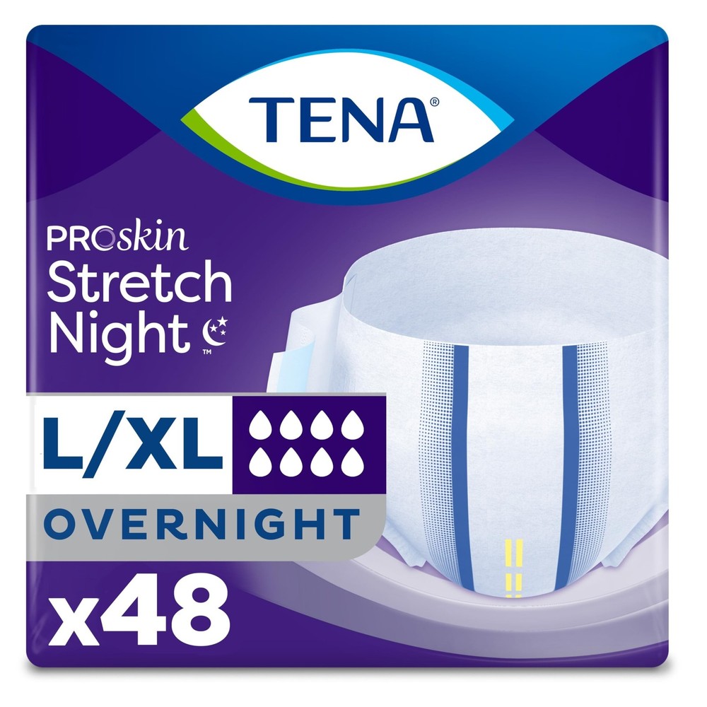 Tena ProSkin Overnight Incontinence Adult Diaper for Women & Men, Stretch Bri…
