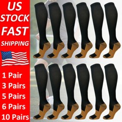 Copper Compression Socks Mens Womens 20-30mmHg Graduated Support S-XXL