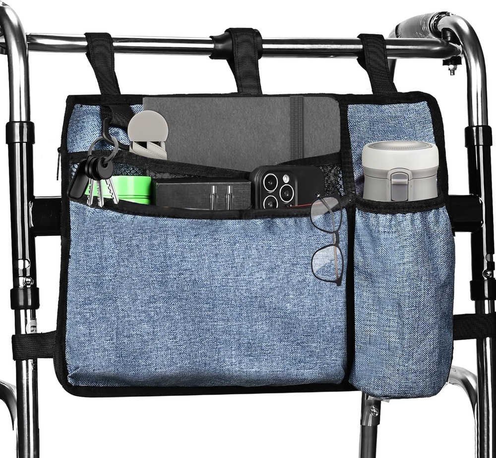 Dark Blue Walker Storage Bag with Cup Holder – Foldable Water Resistant Large Ca