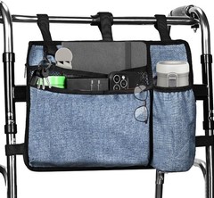 Dark Blue Walker Storage Bag with Cup Holder – Foldable Water Resistant Large Ca