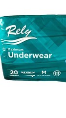 Rely Unisex Adult Underwear, Maximum Absorbency, Size Medium, Pack of 20