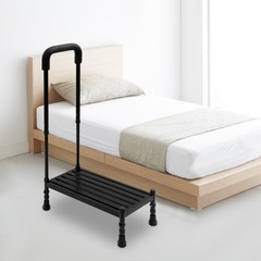 Step Stool with Handle, Adult Ramp with Handrail, Metal Stepping Stool black