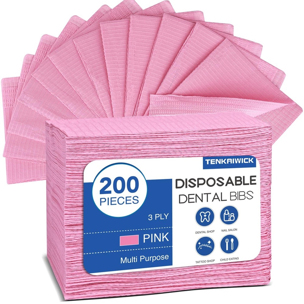 200 Pack Disposable Dental Bibs 13″x18″ Waterproof 3-Ply Tattoo & Nail Salon She