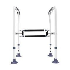 Adjustable Toilet Safety Rails for Seniors Handicap 440lbs w/ Anti-slip Armrest