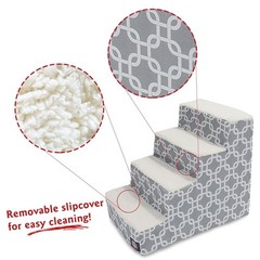 Majestic Pet 4 Step Portable Dog Stairs For Small Dogs To Get On Bed Supports