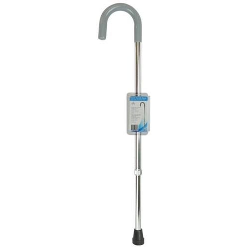 Blue Jay Silver Round Handle Cane W/ Vinyl Comfort Grip Sturdy & Stylish Support