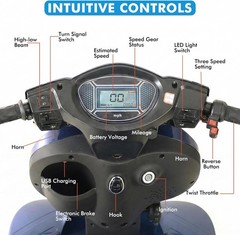 1000W 4 Wheels Mobility Scooters 500lbs Capacity 48V/20A 33 Miles Seniors Adults