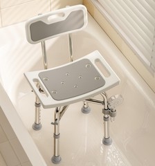 350 lbs Rectangular Adjustable Shower Chair with Back Elderly Seat Bench Stool