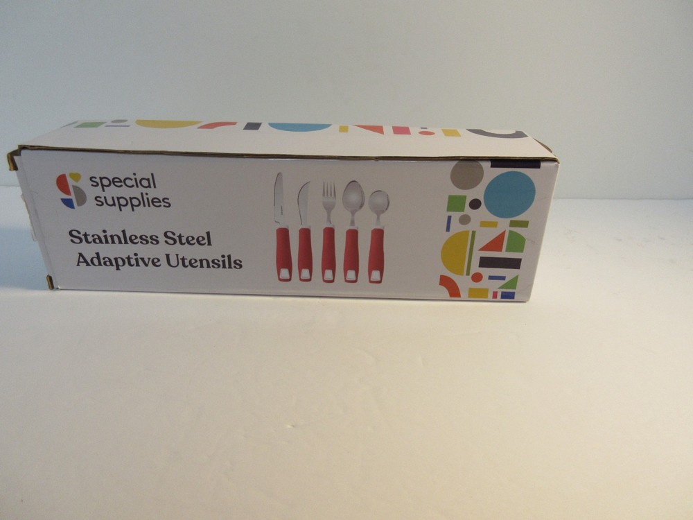 Special Supplies Adaptive Utensils Stainless Steel Knife Fork Spoon 5 PC Set Red
