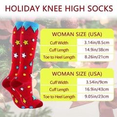 3 Pairs Funny Movie Sock Red and White Striped Crazy Knee High Small-Medium