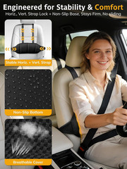 Adjustable Car Seat Lumbar Support Pillow Dual Straps Memory Foam Lower Back Wai