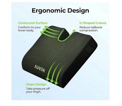 AUVON Memory Foam Wheelchair Cushion Black Ergonomic Breathable Non-Slip NWOT