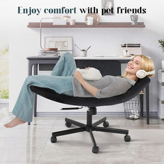Stylish Criss Cross Rolling Chair with Adjustable Armrests – Black PU Leather
