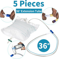 5 Pieces Urinary Drainage Bag Extension Tubing, 36″ Catheter Drain