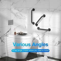 Stainless Steel Black Bathroom Grab Bar, Anti-slip Curved Safety Handrail