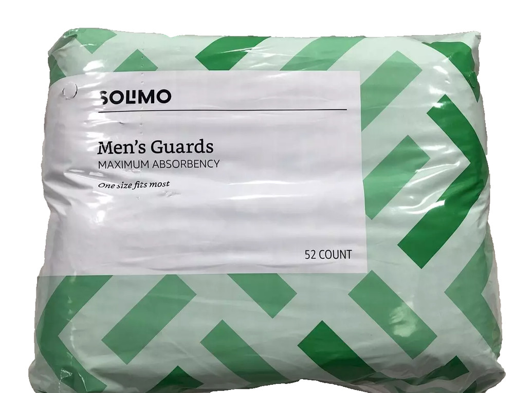 Solimo Incontinence Guards for Men,Max Absorbency, 104 Ct, 2 Pks of 52 Size Fits