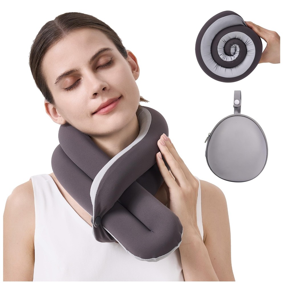 KPNEOL Travel Pillow, Neck Pillow – Ergonomic Free Size Adjustable, Grey