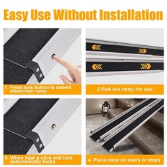4/6/8 FT Telescopic Aluminum Alloy Wheelchair Ramp Mobility Ramp 660lbs Non-Slip