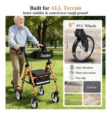 Cosydora R402 Rollator Walker with Seat 13.6 lb Lightweight 8″ Wheels, Orange