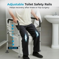 Toilet Safety Rails with Handles – Adjustable Toilet Safety Frame for Seni