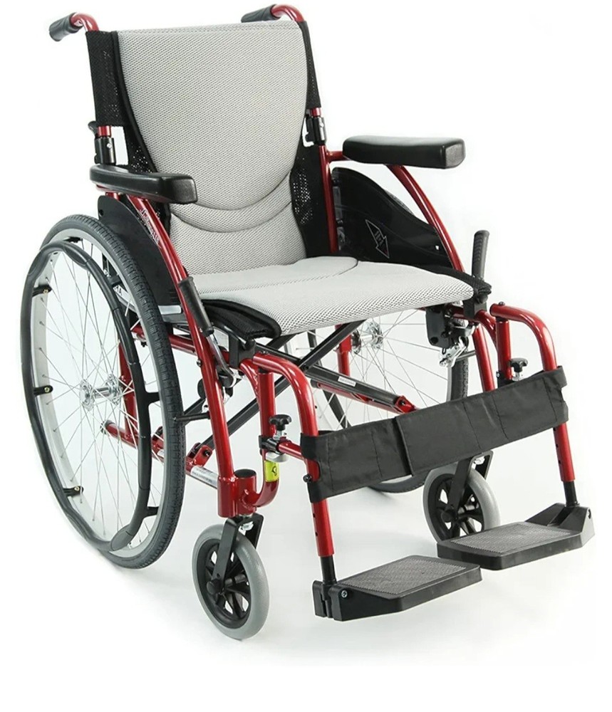 Karman S-115 25 lbs Ultra Light Ergonomic Wheelchair with Removable Footrest,Red