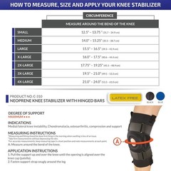 Champion/OTC Knee Stabilizer, Hinged Bars, Neoprene, Blue, (XXX-Large 19.5-21″)