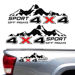 4X4 Off Road Sport with Mountain Pattern Decal Stickers 2Pcs, Black-and-red
