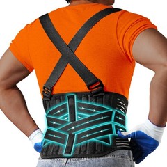 KOPUREY Work Back Brace with 2 Removable Suspender Shoulder Straps for Heavy
