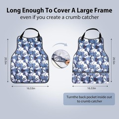 Adult Bibs with Crumb Catcher,3Pack Adjustable for Navy Blue