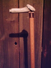 DEER ANTLER handle walking stick cane lathe tapered HICKORY shaft made in USA