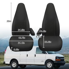 Custom 600D Heavy Duty Seat Covers for Chevy Express 2010-2025 Front black