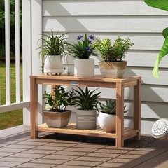 30 Inch Teak Wood Shower Bench Inside Shower Stool w/ Storage Shelf for Adults
