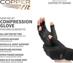 Copper Fit Unisex Hand Relief Compression Gloves L/XL ***LOT of 4 OR 8***