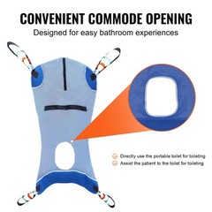 Full Body Patient Lift Sling with Commode Opening Medical Aid Sling L-Size