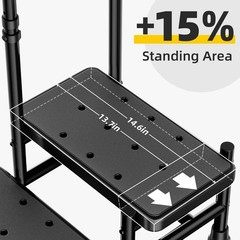 2 Step Stool with Handle for Elderly, Heavy Duty Step Stool with Adjustable H…