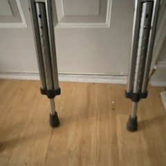 Cypress & Guardian Adjustable Aluminum Standard Adult Crutches Silver Gray Pads