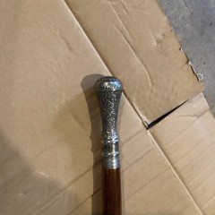 Wood Walking Cane with Decorative Silver-Tone Metal Handle, Brown Adult/Senior