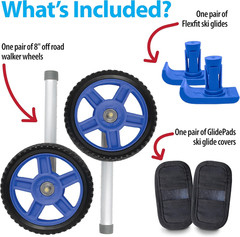 Top Glides 8″ Off-Road Walker Wheel Kits with Flexfit Universal Ski Glides (Blue