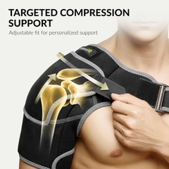 BraceUP Shoulder Brace with Adjustable Support and Ice Pad Pocket for Black