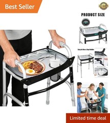 Walker Tray for Folding Walkers – Universal Fit Attachment with Cup Holder & …