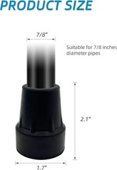 Durable 7/8 Inch Black Cane Tips – Natural Rubber, Metal Reinforced, Pack of 2