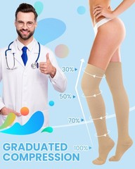 6 Pcs Large Size Thigh Compression Socks for Women Men large, Classic Style