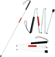 Folding Aluminum Walking Cane For Blind – 4-Section Reflective Red Lightweight
